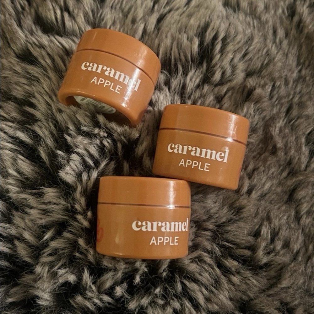 3X Bath & Body Works Caramel Apple Exfoliating Lip Scrub .5 oz Each SEALED
